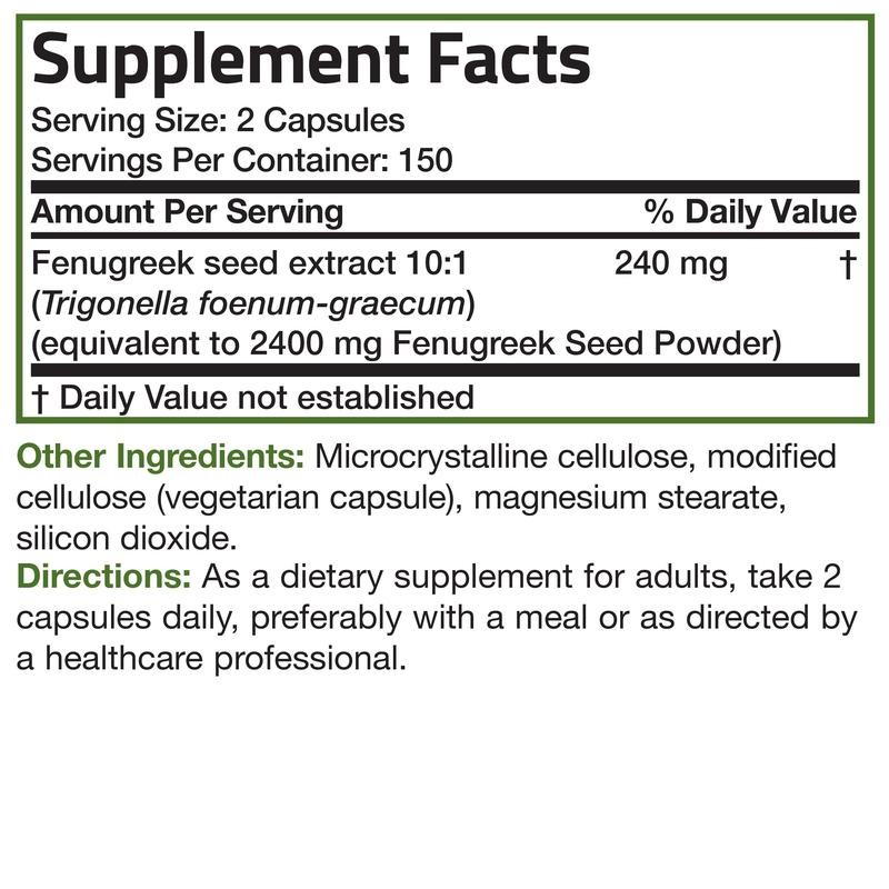 Bronson Fenugreek Extra Strength, Fenugreek Capsules, Fenugreek Supplement, Digestion Support