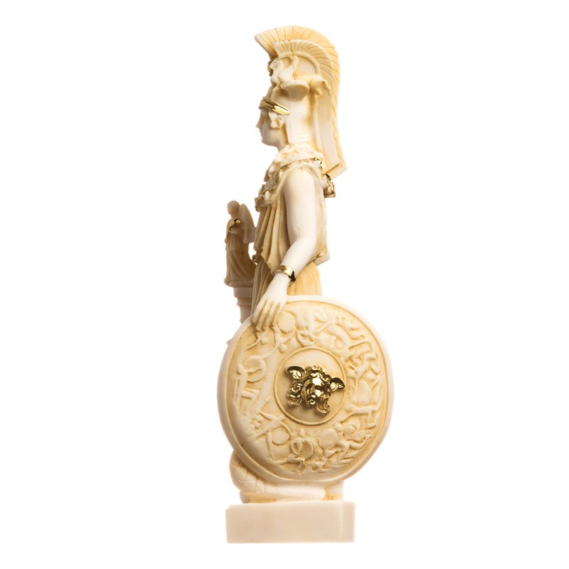 Athena Parthenos Varvakeion Holding Medusa Shield Greek Goddess Alabaster Statue