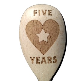 FastCraft 5th ANNIVERSARY WOOD GIFT WOODEN BAKING SPOON FIVE 5 YEARS MARRIED PRESENT