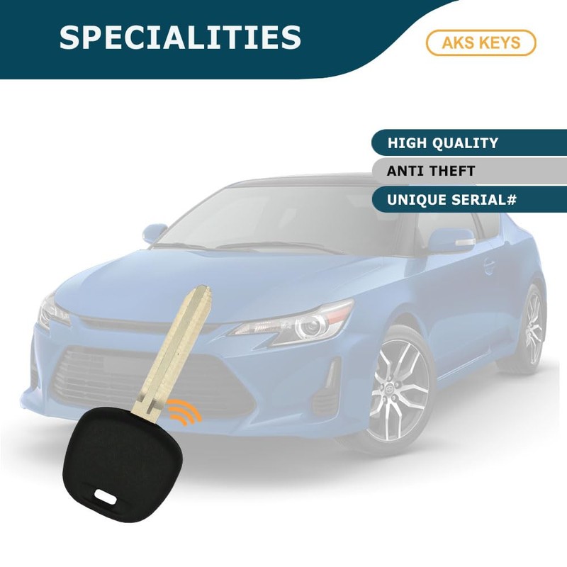 AKS KEYS Replacement Transponder Key Blank for 2003 - 2011