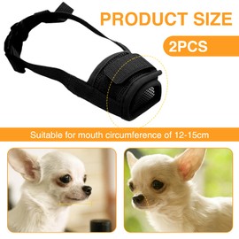 Ninnyi 2 PCS Dog Muzzle for Small Dog, Soft Muzzles for Dogs Anti Bark, Breathable Mesh(Black, Small)