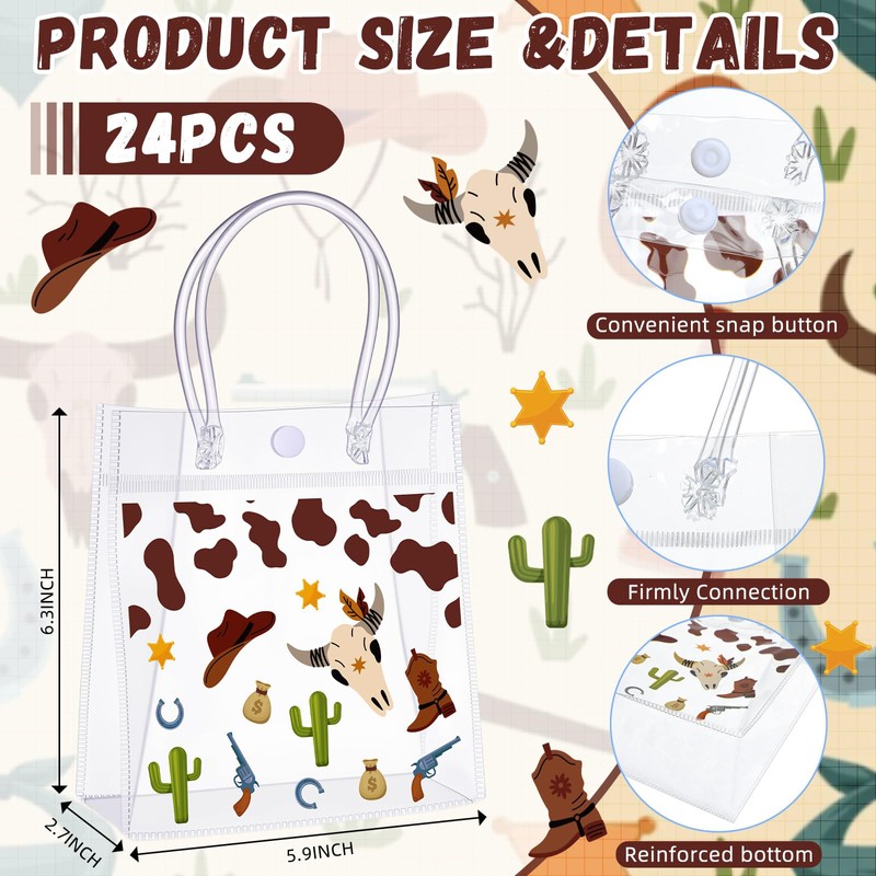 Sweetude 24 Pcs Western Cowboy Party Favor Bags Bulk with