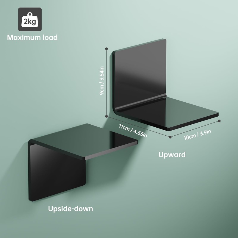 PAVSTINE 2 Pcs Acrylic Square Floating Shelves, No Drill Black