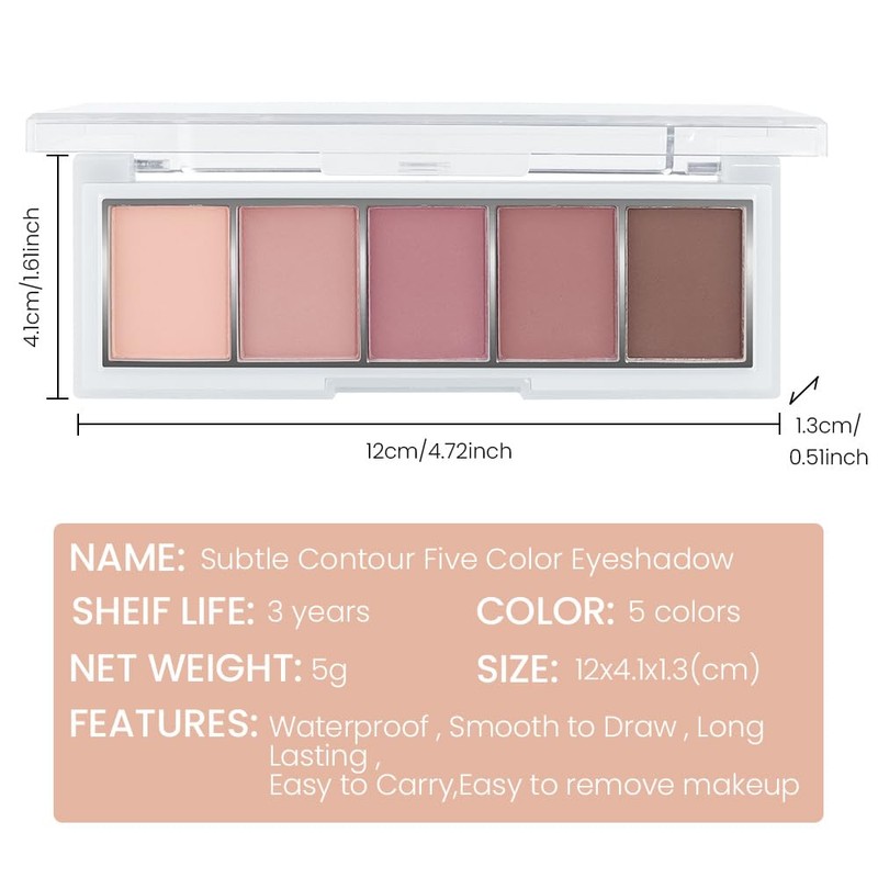 Mivota 5Color Matte Eyeshadow Palette, Neutral Cool-Toned Taupe Eye Shadows,