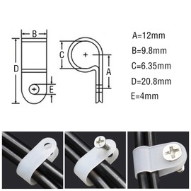100 Pack R-Type Cable Clips Rope Light Mounting Clip with Stainless Steel Screws for Indoor Outdoor Electrical Wire Cord Rope Light Mounting (1/4 Inch)