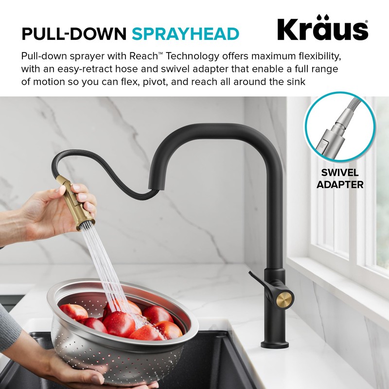 KRAUS Torak Pull Down Kitchen Faucet in Matte Black with