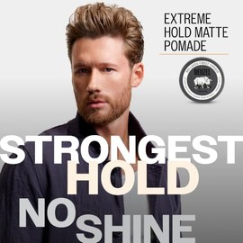 REUZEL Extreme Hold Matte Pomade, Strongest All Day Hold, Water Soluble Styling, Matte Finish & Flake Free, Easy To Wash Out, For All Hair Types. 95g