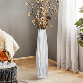 GDSZJLJ 24 Inch Tall White Ceramic Floor Vase, Big Standing Flower Vase with Glossy Glaze, Large White Vases for Flowers,Decorative Ceramic Vases for Living Room,Bedroom,Office,Entryway,Dining Corner