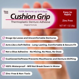 Cushion Grip Soft Pliable Thermoplastic For Refitting Dentures 1 Oz (2-Pack) NEW