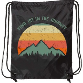 inktastic Joy in the Journey Retro Sunset Drawstring Bag Black 39822