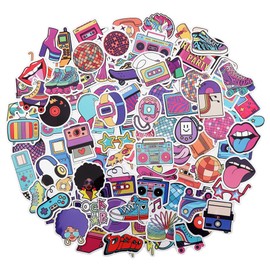 100 Pack 90s 80s Stickers, 1990's 1980's Hip Hop Party Favors, Birthday Decorations