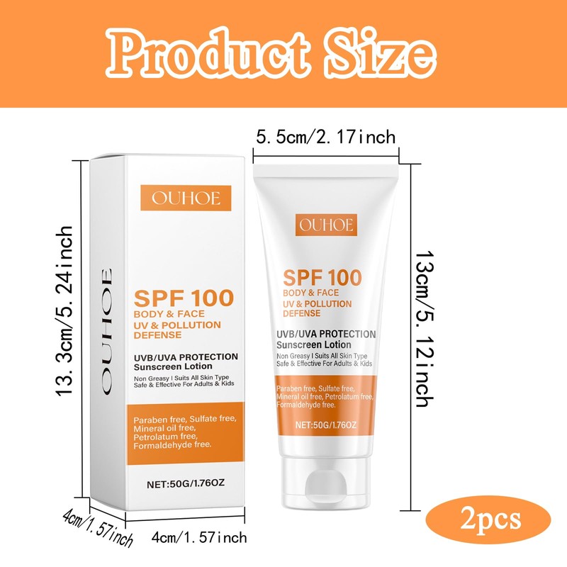 Sun Cream 2 Pieces Sun Cream Face Sunscreen Sun Protection