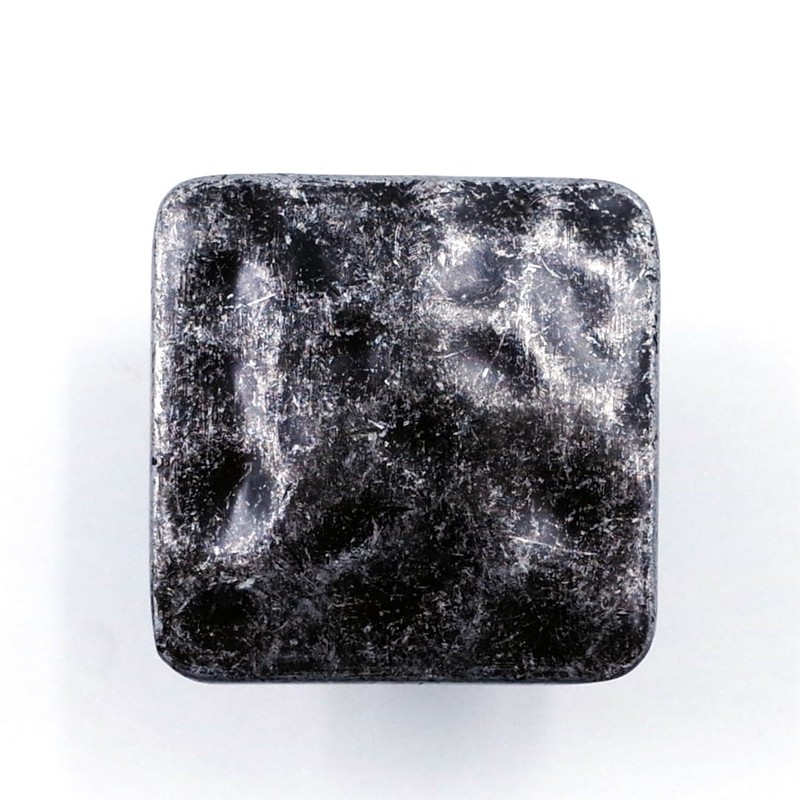 Jetland Square Hammered Cabinet Knobs - 6-Pack, Iron Scratches, 1-1/4"