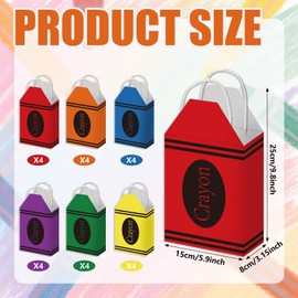 Viprest 24 Pcs Back to School Crayon Gift Bags Candy Bags with Handle Graduation Party Favors Back to School Goodie Bag for Teacher Birthday Party Supplies(24)