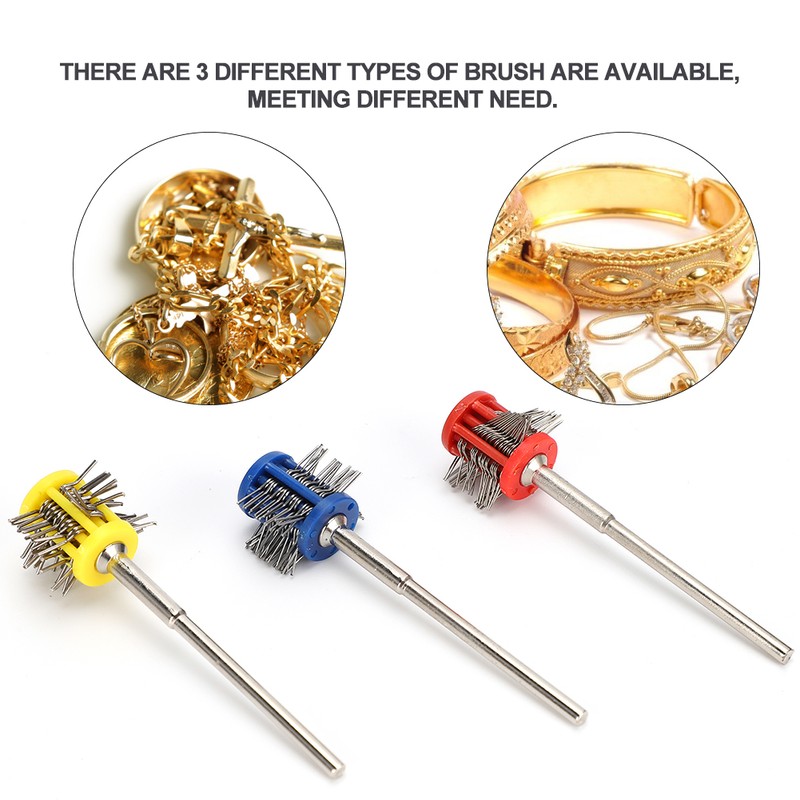 3Pcs Metal Texturing Brush Polishing Jewelry Rust Cleaning Wire Brush