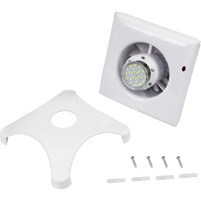 Hon&Guan 100mm Badlüfter mit LED, 95m³/h Wandventilator Abluftventilator, IP44 Ablüfter