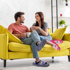 handrong Pantuflas de trapeador, 4 pares de pantuflas de microfibra de mariposa, pantuflas de limpieza para hombres y mujeres, lavables