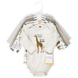 Hudson Baby Unisex Baby Cotton Long-Sleeve Bodysuits, Rustic Safari, 6-9 Months