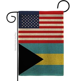 Nationality Bahamas US Friendship Burlap Garden Flag Regional Nation International World Country Particular Area Small Decorative Gift Yard House Banner Double-Sided Made in USA 13 X 18.5