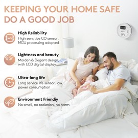 OLUNCLE 5 Packs, Smoke Combination CO Alarm,2-in-1 Detection, CO Detector,Smoke Detector,Battery Powered CO Alarm with LEDs,Digital Display,Test Button,Low Battery Warning,85db Alarm,Flexible Installation