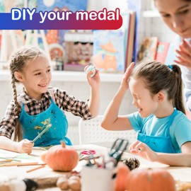 Tatuo 100 Pcs Design Your Own Award Medals Funny Make Your Own Medals Kit with Ribbons DIY Blank Award Medals 13 Lanyard for Kids Craft Party School Home