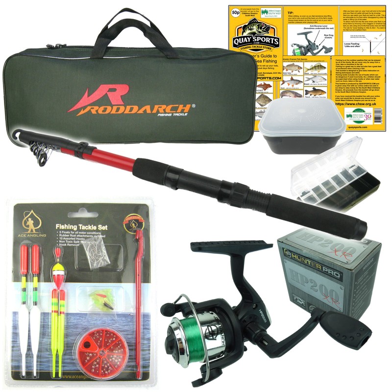Roddarch© Junior Beginners Kids Novice Fishing Rod Reel Kit Set