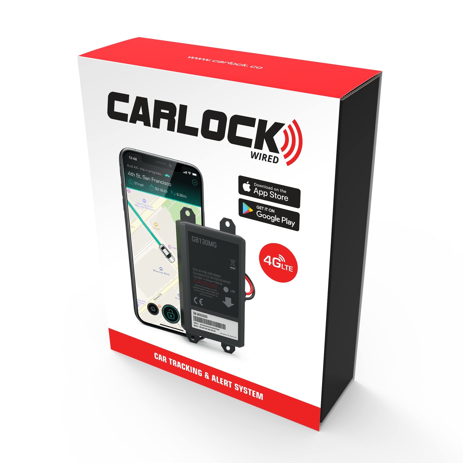 CARLOCK Wired Hidden GPS Car Tracker - 12-24v Battery, Anti Theft Car ...