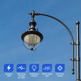 Intpro LED Corn Light Bulb LED Light Bulb 450W Equivalent 5500 Lumen 6500K 40W Large Area Cool Daylight White E26/E27 Base for Outdoor Indoor Garage Warehouse Factory Workshop Street Backyard 2Pack