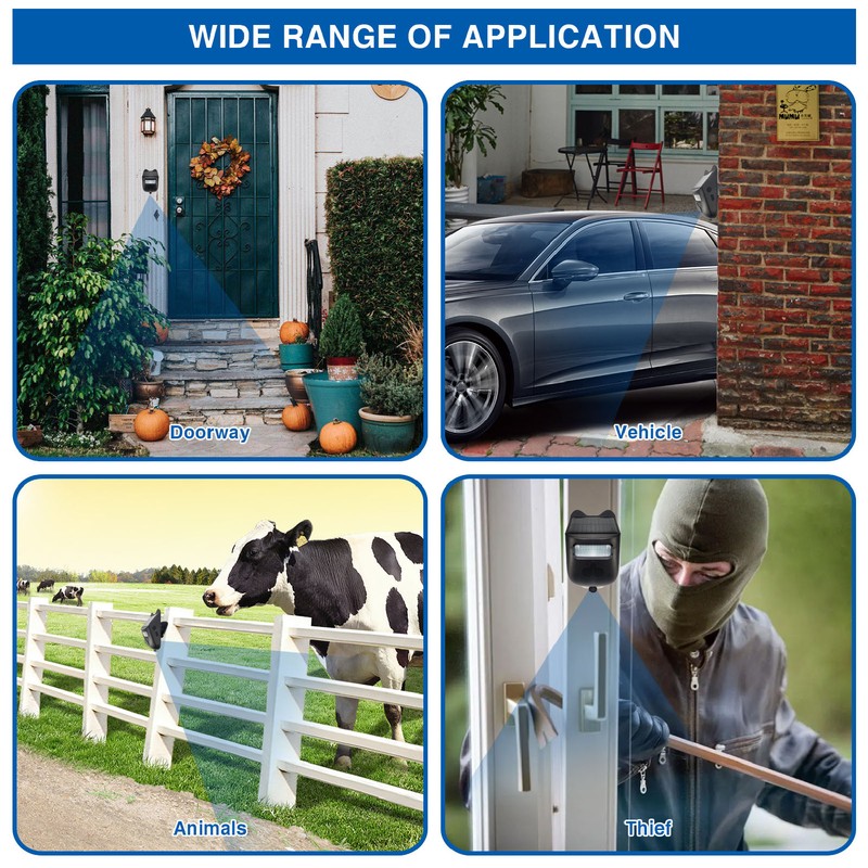 Infrared Sensor Doorbell Solar Driveway Alarm Strobe Light Outdoor Security