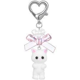 PACKOVE Llavero Gato de Peluche Lindo, Llavero Kawaii de Animal Difuso, Llaveross de Dibujos Animados, Accesorio para Bolso y Llaves, Regalo Adorable