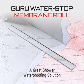 GURU USA Water-Stop Shower Waterproofing Membrane Roll, Bathroom Water Blocker, Waterproof Tape for Wall, Tile, Flooring, Crack Isolation, & More, 1 x 5 m (54 ft²) Roll