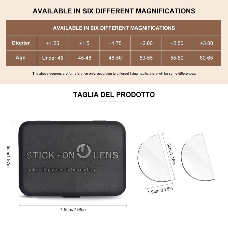 TIDE Stick On Bifocal Reading Lenses Clear Reading Lenses with