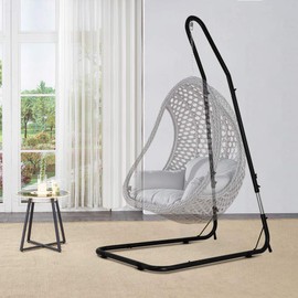 HHS Hammock Stand Hammock Chair Stand Hammock Chair Swing Stand Indoor Outdoor Home Hammock Hanging Chair Stand Steel All-Weather for Outdoor Indoor, Double Hammock, 450 Pounds Capacity, Black