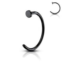 PiercedOff Titanium Black IP over 316L Surgical Steel Nose Hoop - Thickness 18GA (1mm) / Diameter 10mm