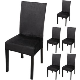 Treaful Dining Room Chair Covers, 6pcs Removable Black Chair Covers, Washable Large Chair Protectors Cover Comfortable Dining Chair Slipcovers for Home Kitchen Hotel Banquet Celebration Ceremony