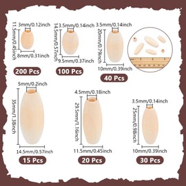 AHANDMAKER 405 Pieces 6 Styles Tiny Wooden Spacer Beads Unfinished Natural Wood Beads Wooden Tube Beads Loose Beads for DIY Necklaces Bracelets Earrings Jewellery Making
