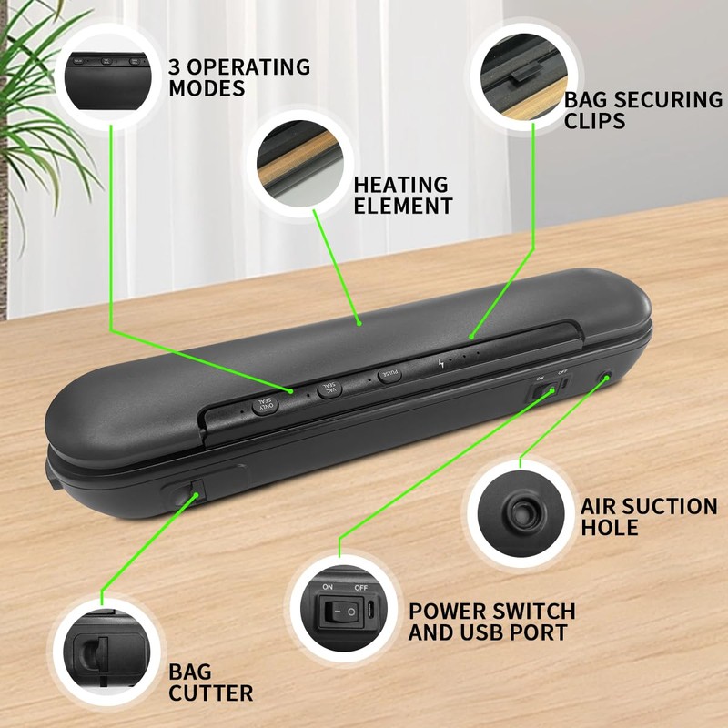 Portable Cordless Vacuum Sealer Compact Food Vacuum Sealer with 20