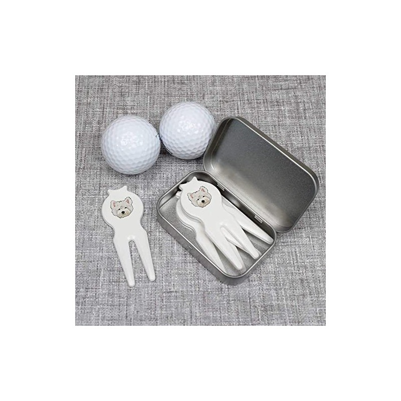 Azeeda 'Westie Head' Golf Divot Tool/Repair Fork Gift Set (GO00045964)