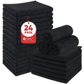 Orighty Black Salon Towels Extra Large, Pack of 24(Not Bleach Proof, 18 x 30 Inches) Super Soft Gym Towels and Absorbent Microfiber Towels for Salon, Hand, Gym, Bath, Spa and Home Hair Care