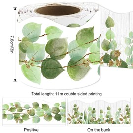 2 sides printed Bulletin Board Borders Classroom Decor Bulletin Decor Spring Decorations Eucalyptus Die-Cut Wall Sign Spring Trim Decals Tropical Leaves Greenery Wall Restroom Decoration Green (36ft)