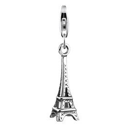 Nenalina 713002-000 Eiffel Tower Carabiner Charm Pendant for Charm Bracelet 925 Sterling Silver, Sterling Silver, No Gemstone