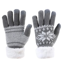 Women Men Winter Warm Knitted Gloves Mittens Thickened Fleece Lined Snow Flower Full Finger Gloves Thermal Driving Cycling Gloves Touch Screen Gloves Soft Wool Cashmere Gloves Xmas Gift Birthday Gift