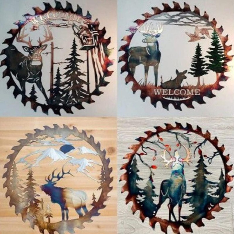 Metal Wall Art Cut Decor Elk Saw Blade Wall Deer