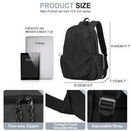 weradar Mochila escolar para mujer, mochila de viaje para portátil, a1-Negro, Mochilas Daypack