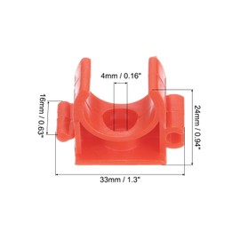 MECCANIXITY PVC U-type Tube Pipe Fitting Clamps Clips Connectors Inner 20mm Red Joining Snap Connection for Hose Electrical Conduit Home Furnishing Pack of 100