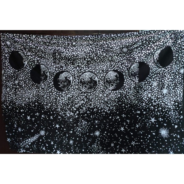 ICC Black And White Moon Eclipse Tapestry Universe Galaxy Starry
