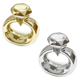 Zerzsy Gold Home Decor Diamond Ornament Sculpture,Set of 2 Diamond Sculptures Silver Accents Office Decor Modern Ornaments for Living Room Office Shelf Table