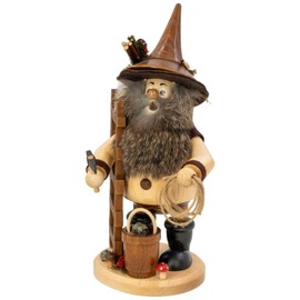 Drechselwerkstatt Uhlig DWU Erzgebirgisches Incense Smoker Man Christmas Decoration Craftsman, Forest Gnome 25 cm, Ore Carrier with Ladder/Rope