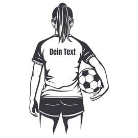 GRAZDesign Wandtattoo Fußballerin mit Namen personalisiert, Wandaufkleber Kinderzimmer Mädchen Sticker selbstklebend - 95x57cm / dunkelgrau