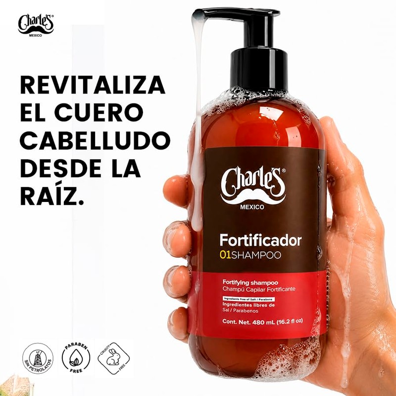 Charle's Shampoo Anticaída Fortificador - Sin Sales y Parabenos -